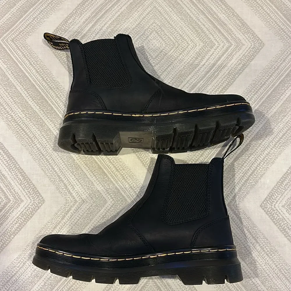Dr. Martens AirWair Black Platform Slip-On Ankle Boots Size 8W / 7M